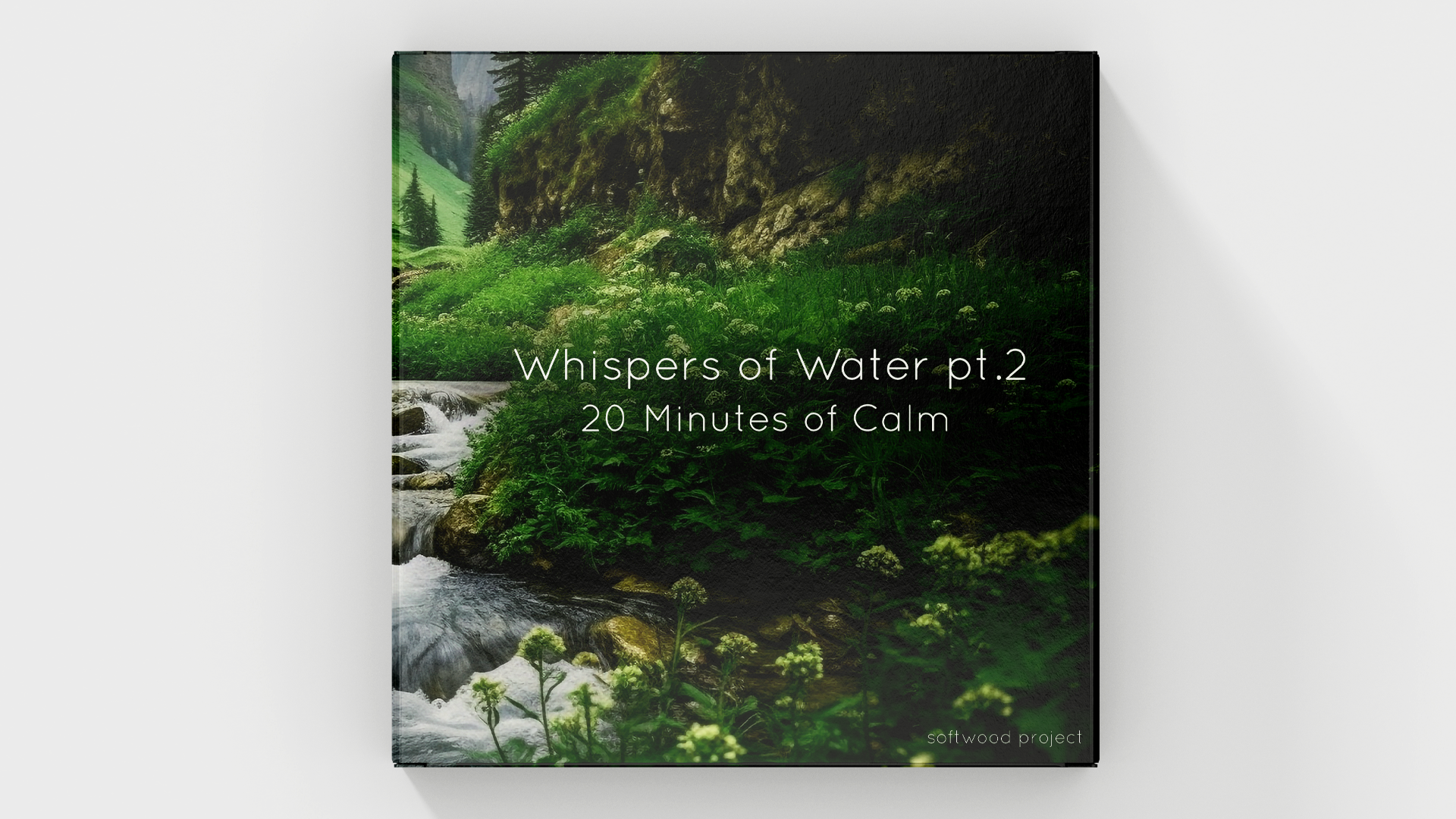 Gentle natural water flowing in a peaceful environment representing a 20-minute calming soundscape for relaxation, focus, and mental clarity
