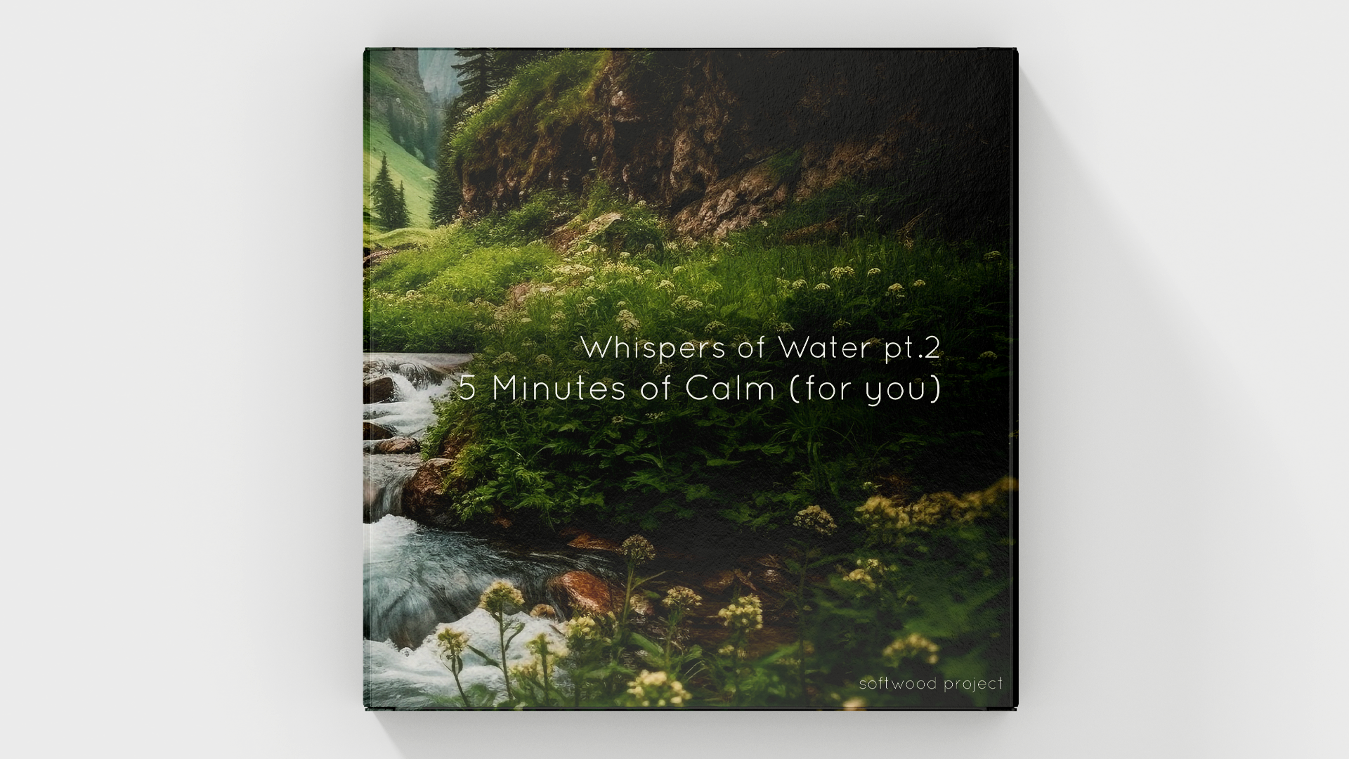 Gentle flowing water with soft natural movement representing a short calming soundscape for relaxation and meditation