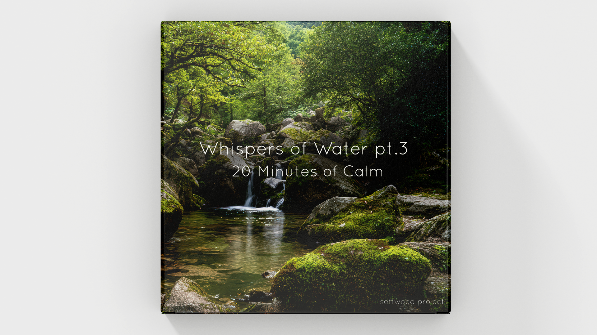 Gentle flowing natural water in a peaceful environment representing a 20-minute calming soundscape for relaxation, focus, and mental clarity
