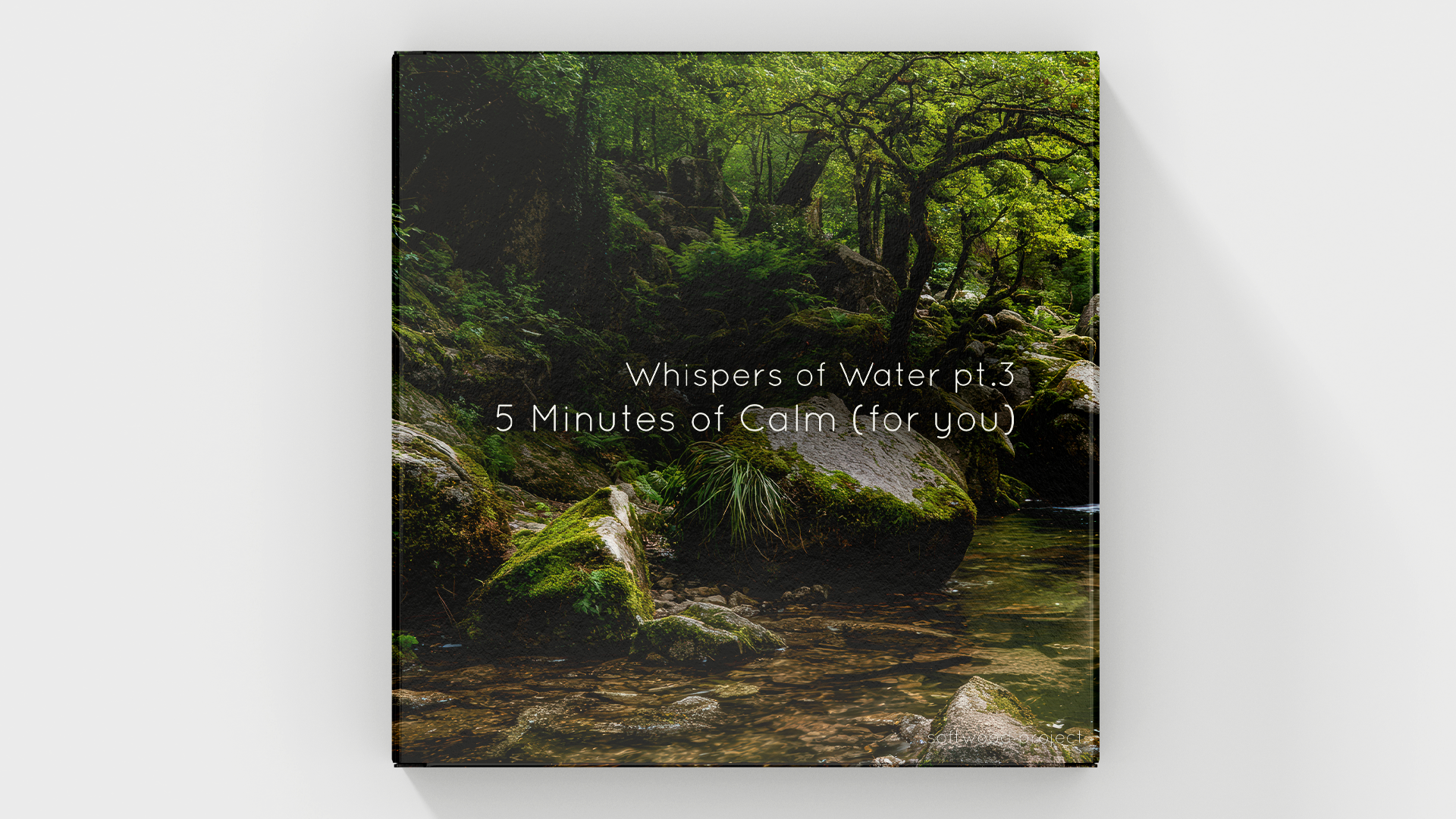 Soft flowing water in a peaceful natural setting representing a short calming soundscape for relaxation, meditation, and focus