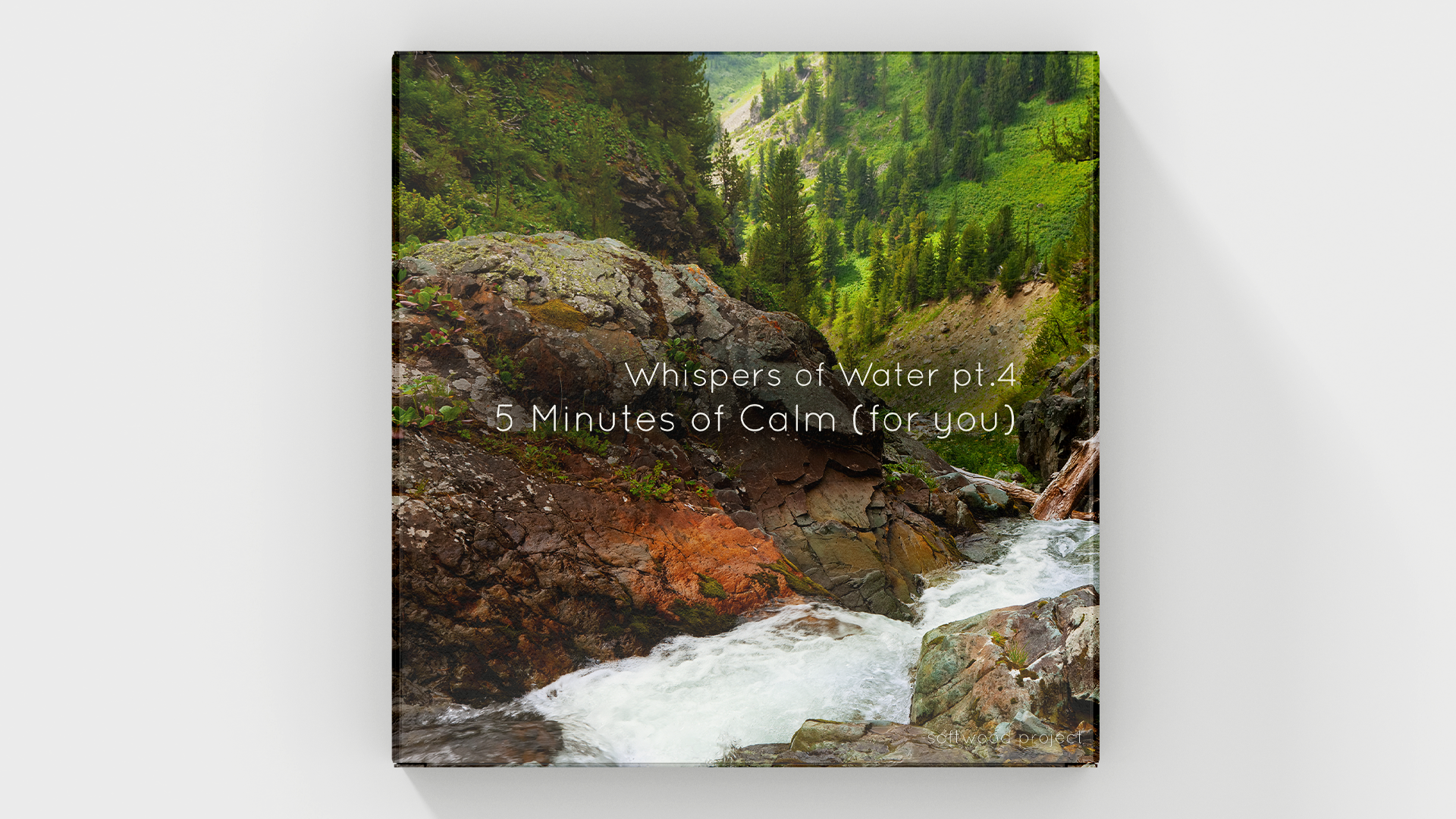Gentle flowing water with soft natural textures representing a calming 5-minute soundscape for relaxation, meditation, and focus