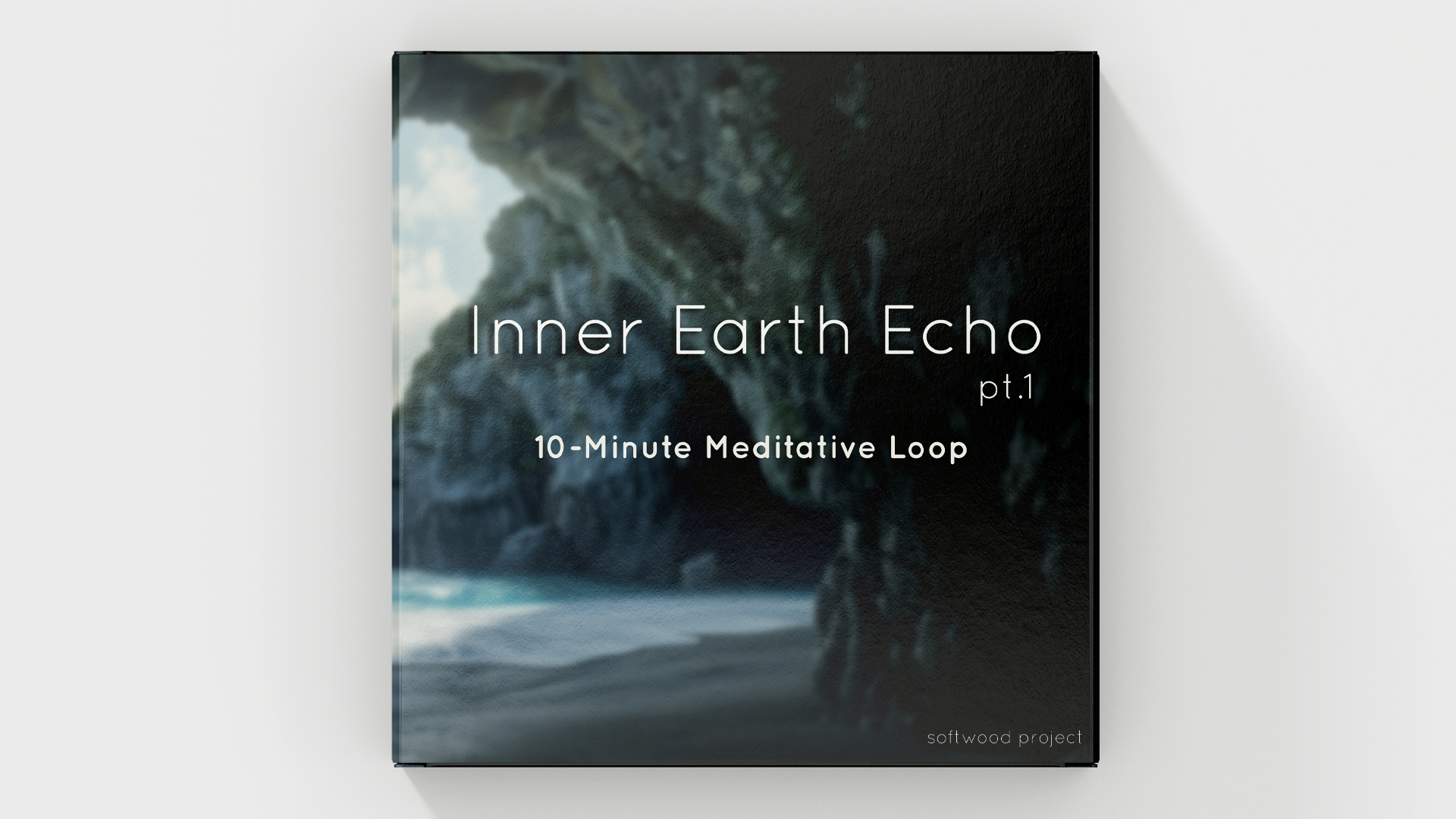 Mystical cave interior with soft water drips and ambient resonance representing a calming 10-minute meditation soundscape