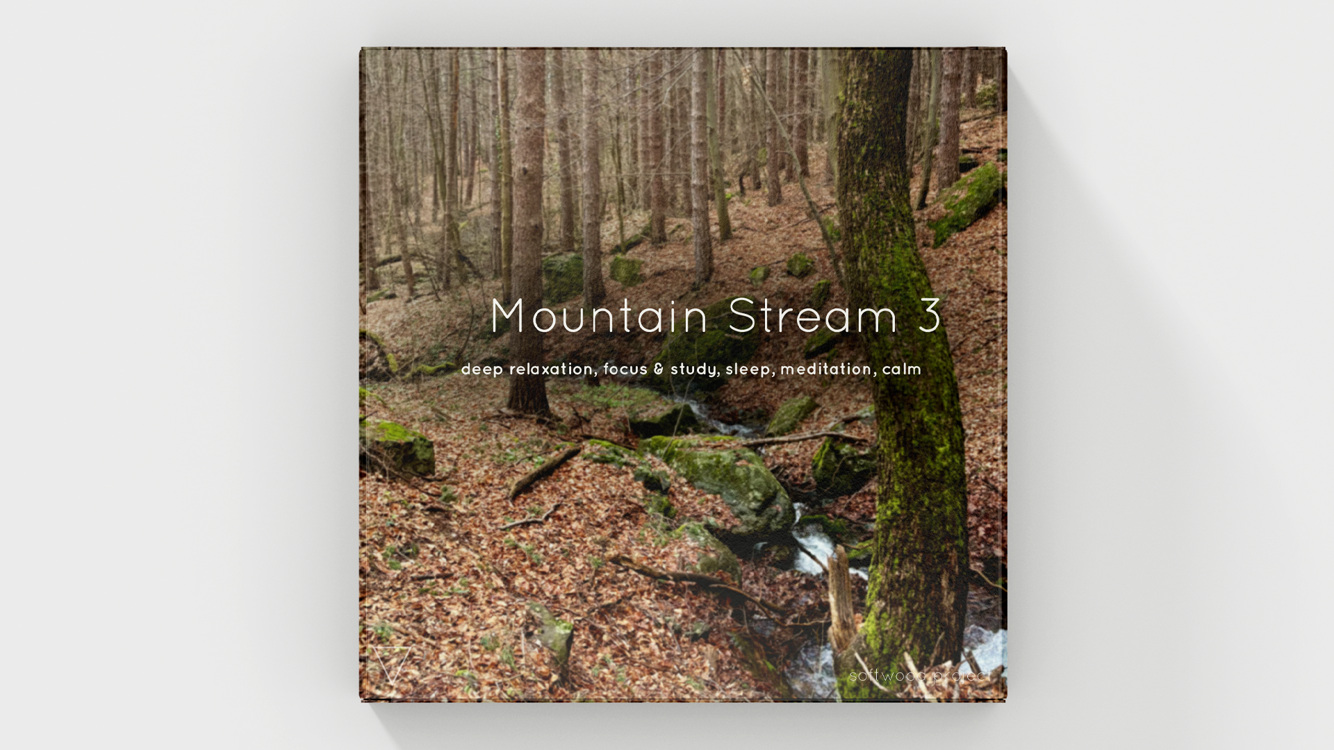 Natural mountain stream flowing over stones with gentle cascades representing a calming 25-minute water soundscape for relaxation, sleep, and focus