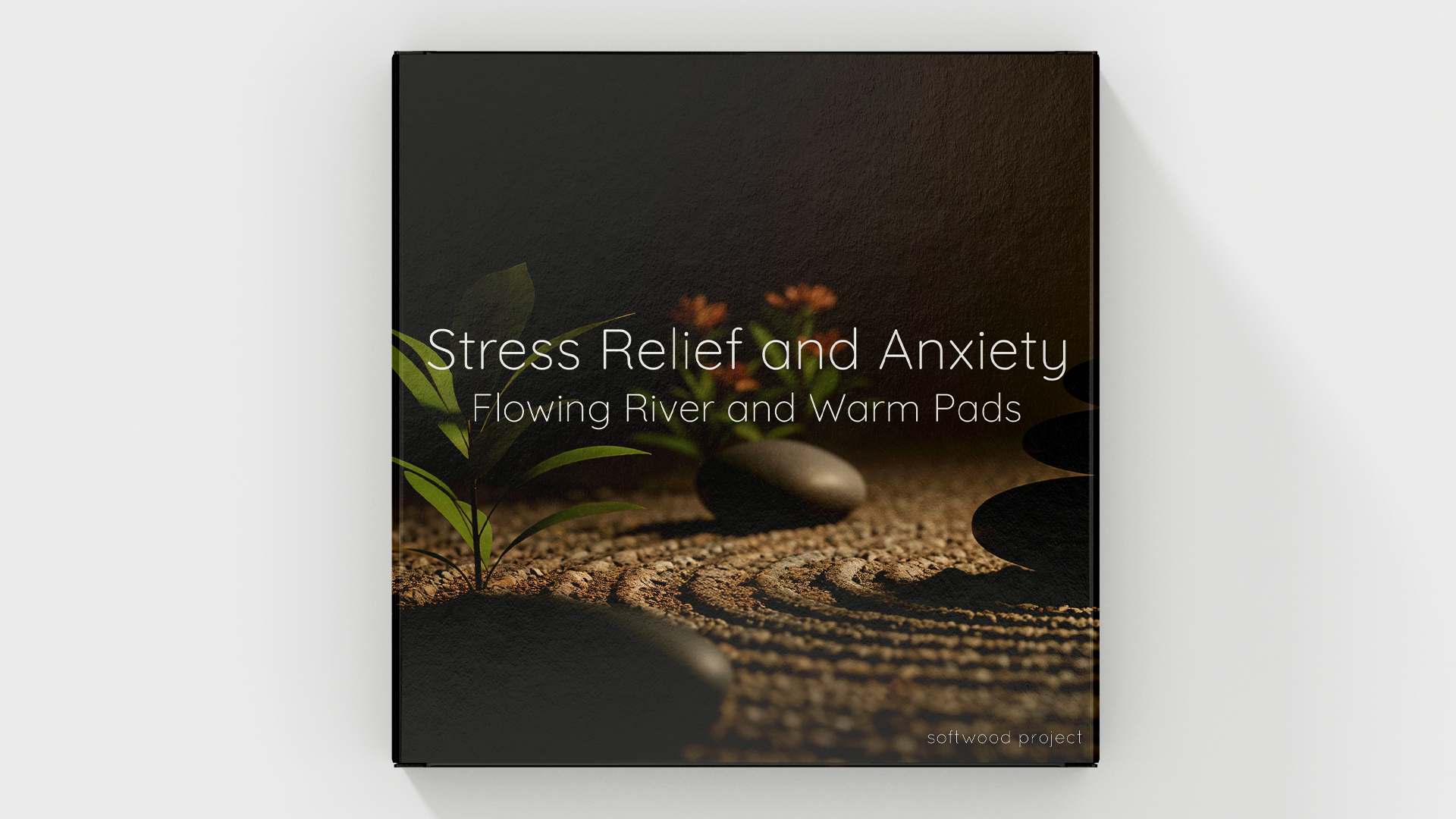 Calm flowing river with soft warm ambient tones representing a soothing meditation soundscape for stress relief and emotional balance