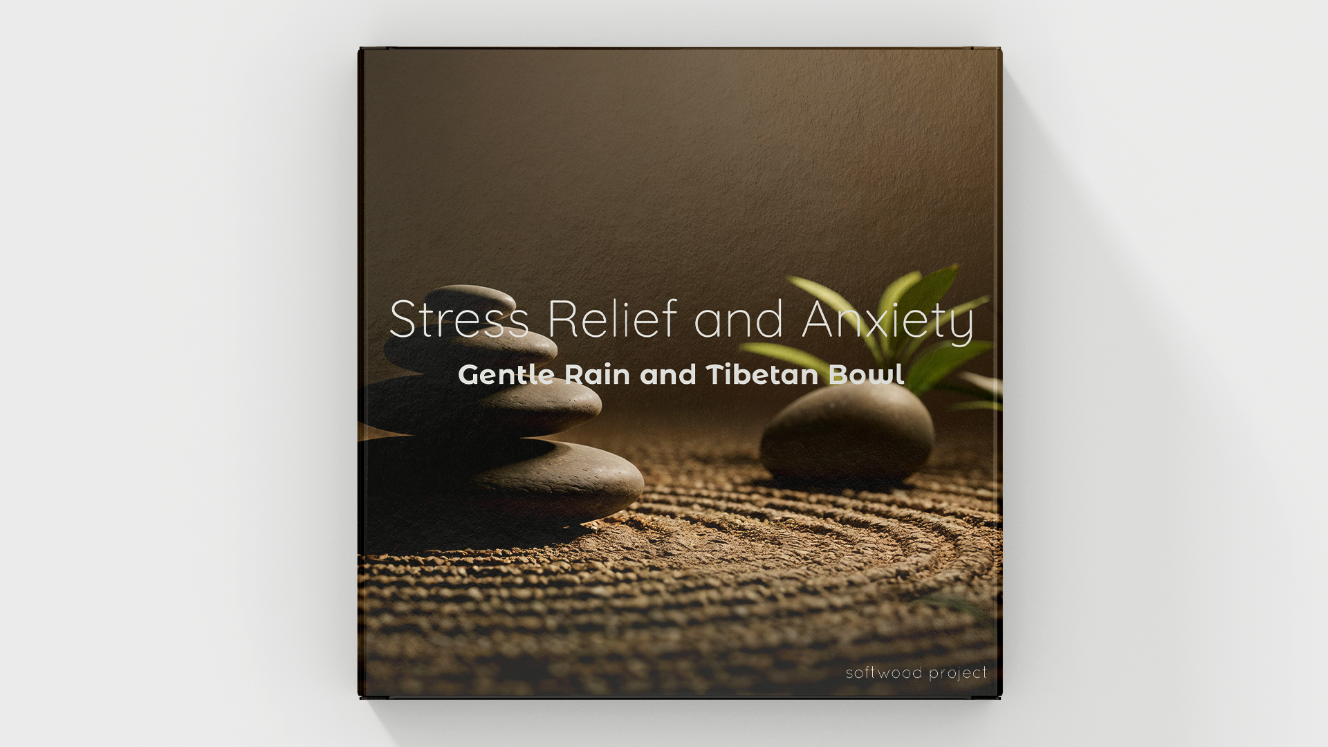 Soft rainfall with a Tibetan singing bowl creating a calming meditation soundscape for stress relief and anxiety reduction